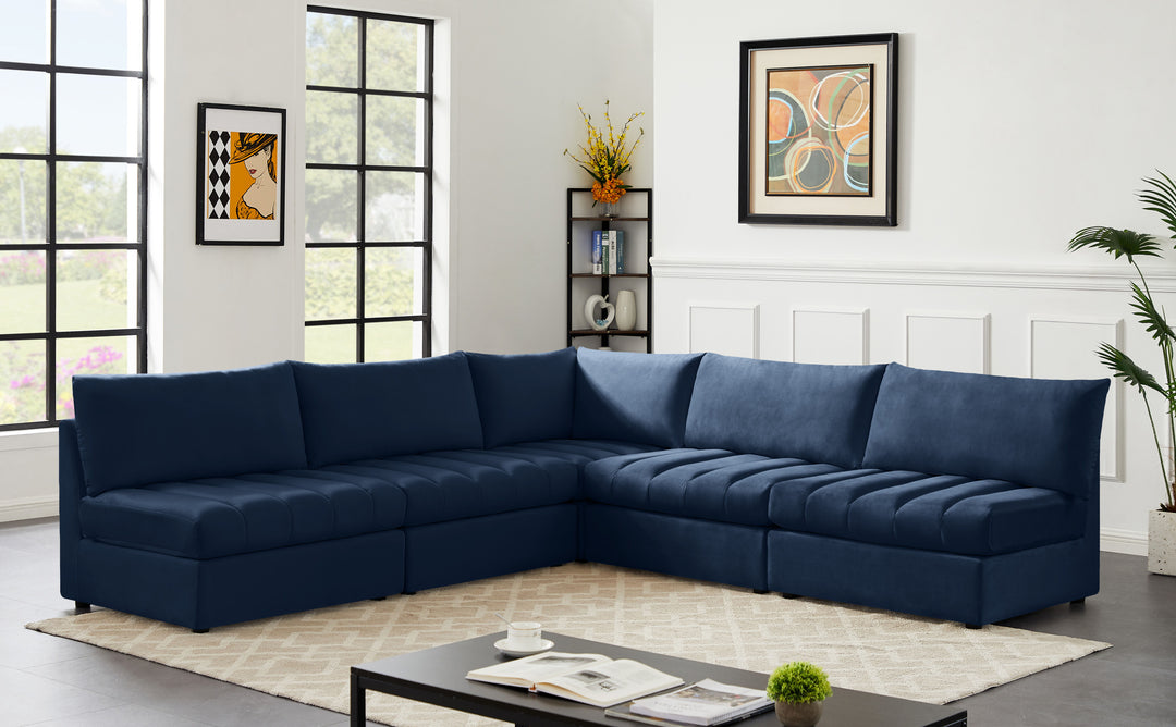 Jacob - Modular Sectional 5 Piece - Navy - Fabric - Modern & Contemporary