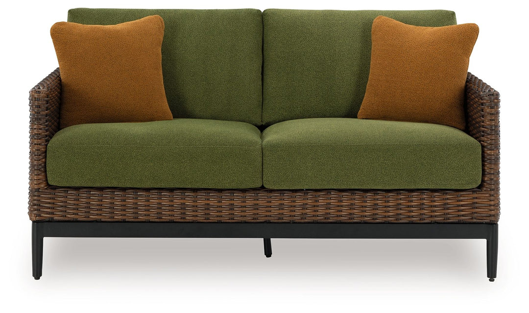 Horizon Hall - Brown / Green - Loveseat With Cushion