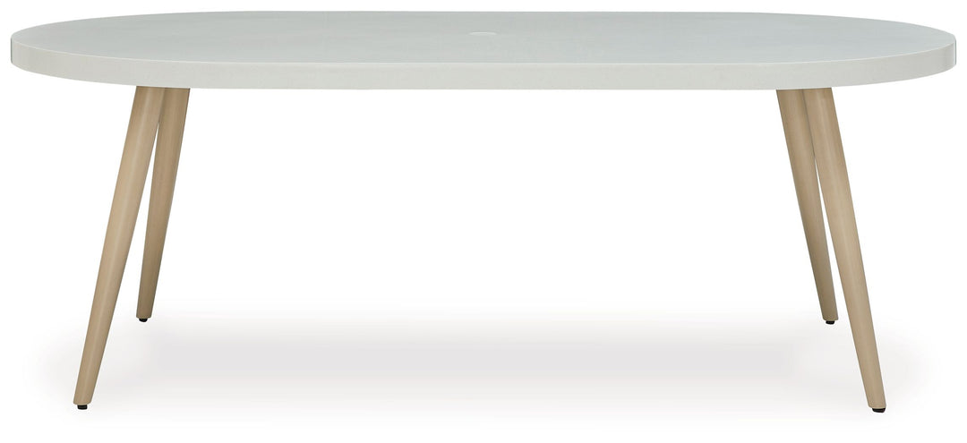 Seton Creek - White - Oval Dining Table With Umb Opt