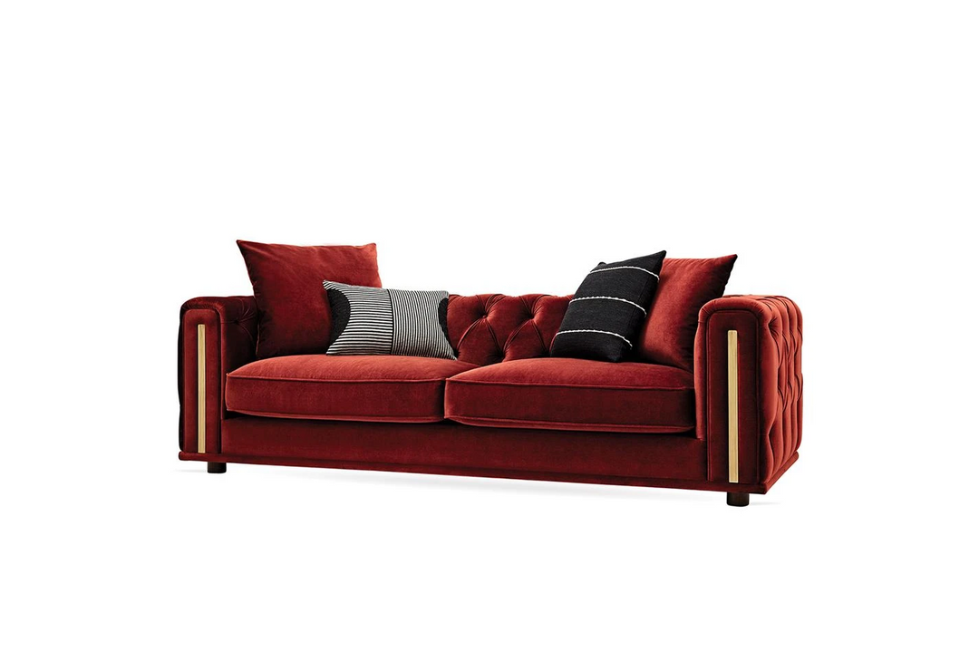 Sirona 3-Seater Sofa, Velvet (Brick Red)