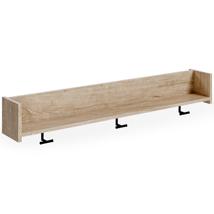 Oliah - Natural - Wall Mounted Coat Rack w/Shelf