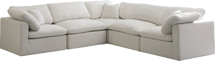 Plush - Velvet Standart Comfort 5 Piece Modular Sectional - Cream