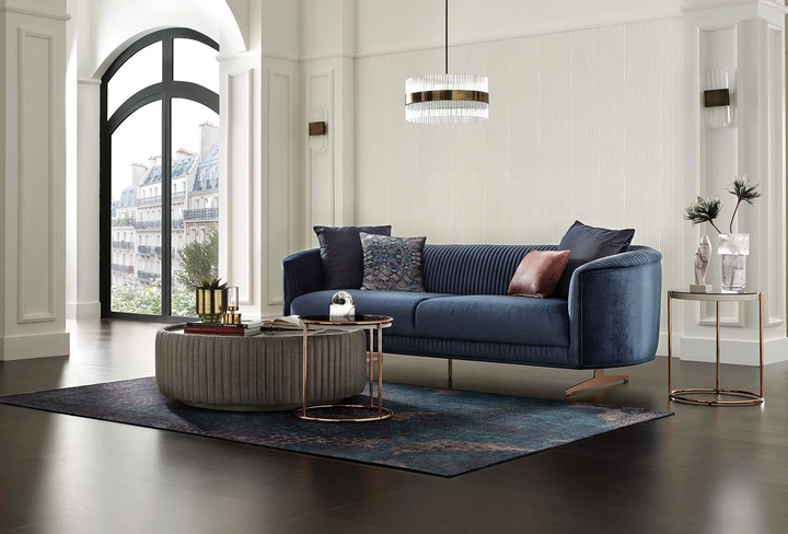 Vienna 3-Seater Sofa, Velvet (Petrol)