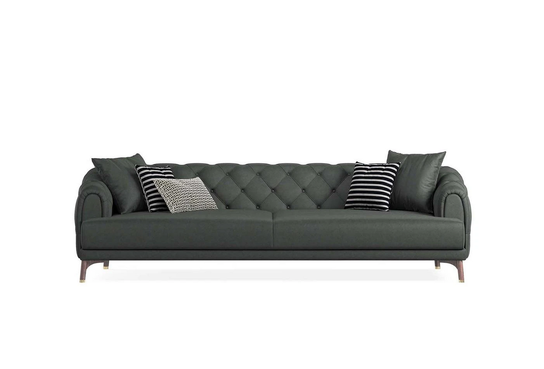 Anthracite Faux Leather Navona 4-Seater Sofa