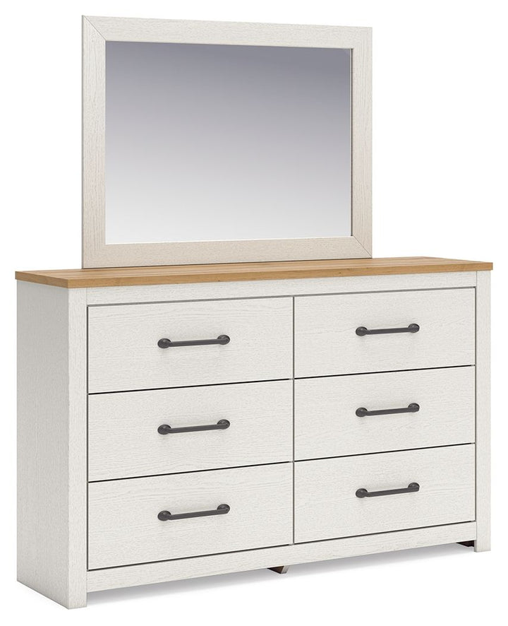 Linnocreek - White / Warm Brown - Dresser And Mirror