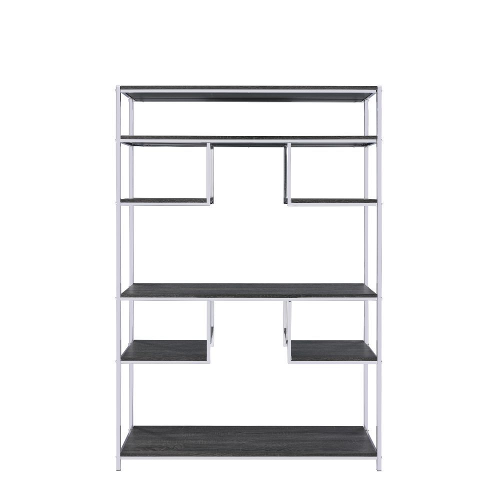 Vonara - Bookshelf - Rustic Gray Oak & Chrome