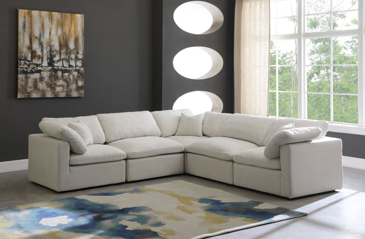 Plush - Velvet Standart Comfort 5 Piece Modular Sectional - Cream