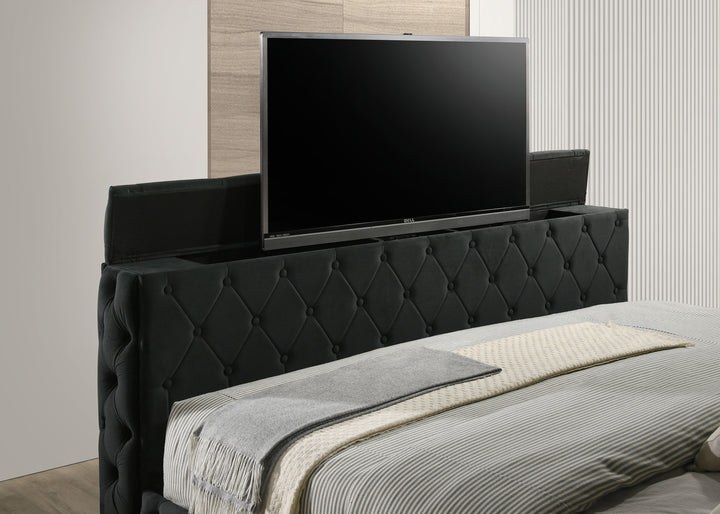 Josephine - Queen Bed With TV Lift - Black