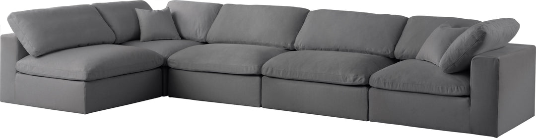 Serene - Linen Textured Fabric Deluxe Comfort Modular Sectional - Grey - Modern & Contemporary