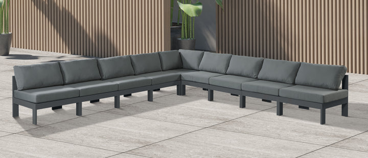 Nizuc - 9 Piece Outdoor Patio Modular Sectional - Grey - Fabric