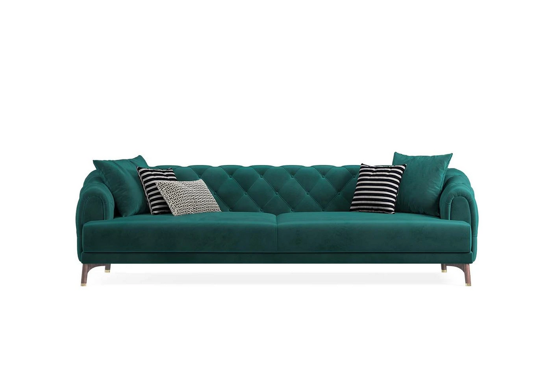 Petrol Velvet Navona 4-Seater Sofa