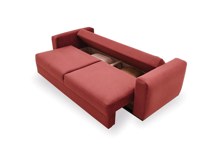 Carino 3-Seater Sofa Bed with Storage, Velvet (Burgundy)