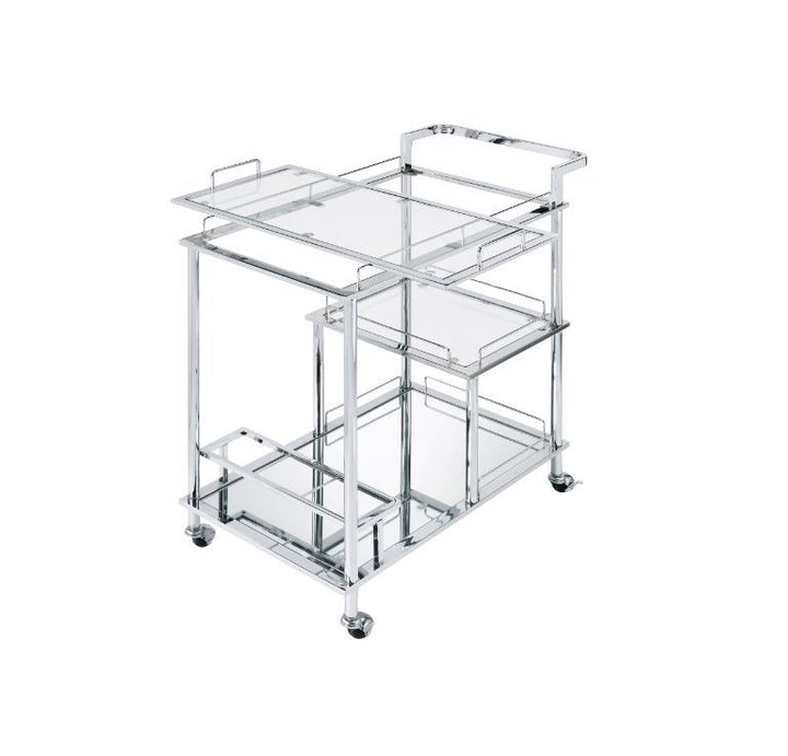 Splinter - Serving Cart - Clear Glass & Chrome Finish