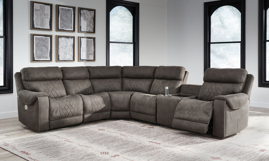 Hoopster - Gunmetal - Zero Wall Power Recliner with Console 6 Pc Sectional