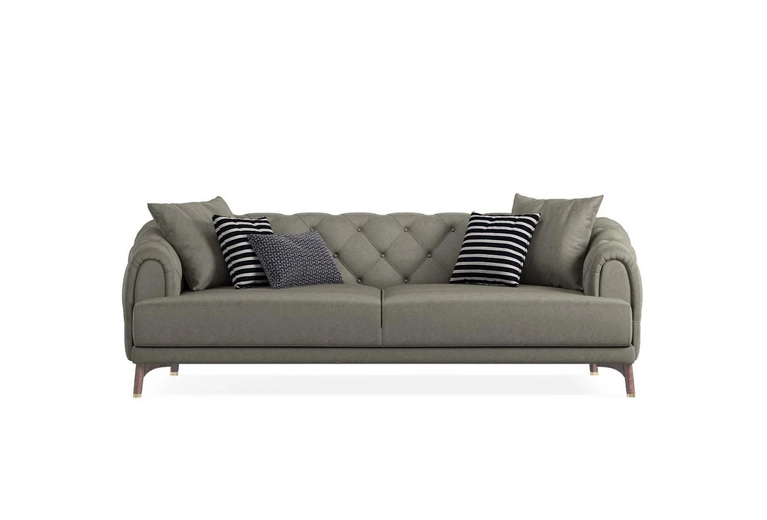 Dark Taupe Faux Leather Navona 3-Seater Sofa