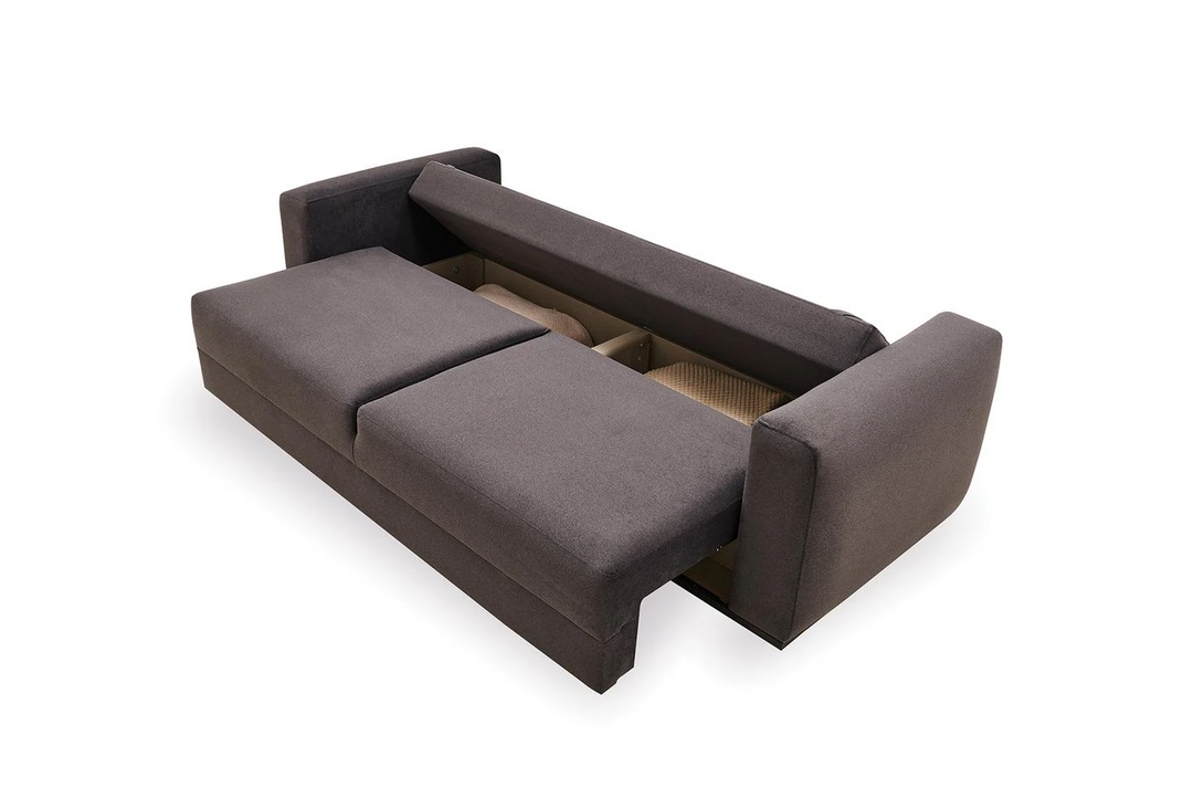 Carino 3-Seater Sofa Bed with Storage, Velvet (Dark Gray)