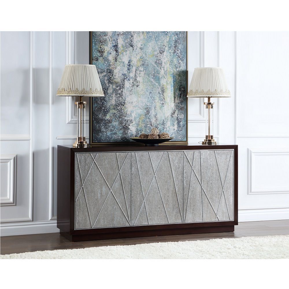 Geranio - Console Cabinet - Metallic Silver & Walnut