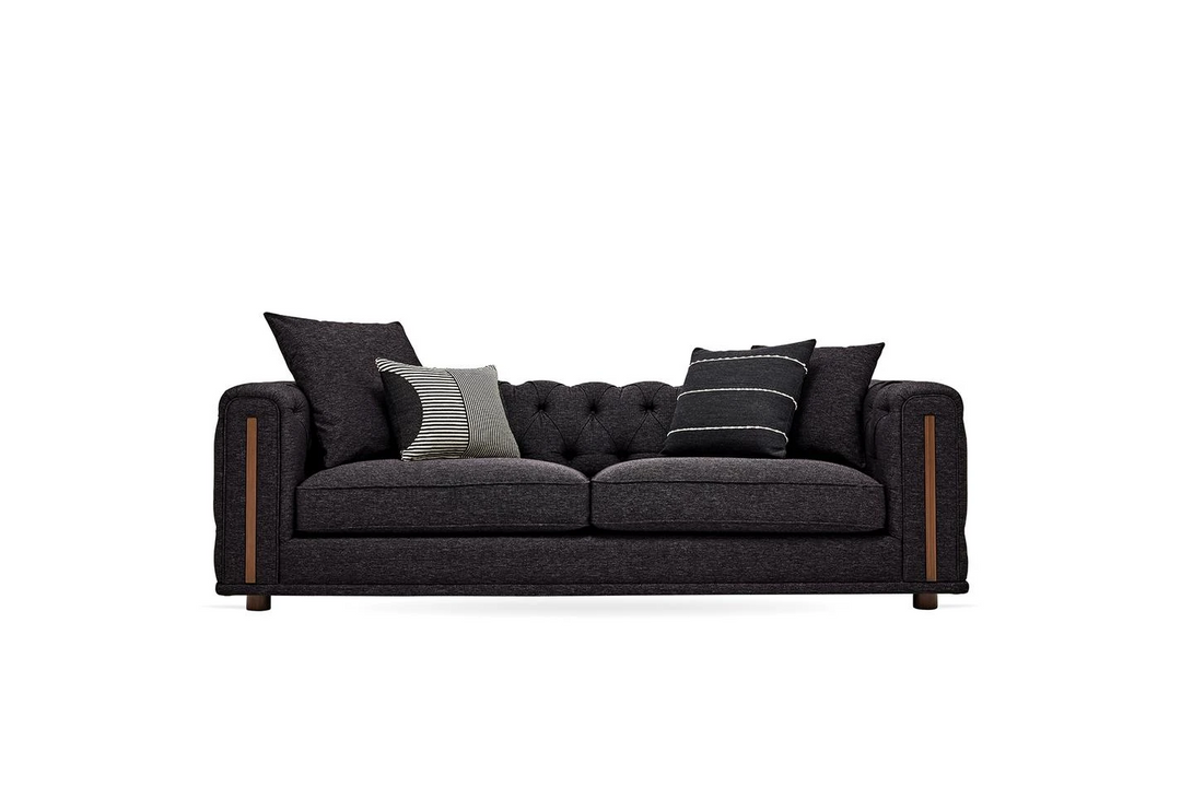 Sirona 3-Seater Sofa, Linen (Black)