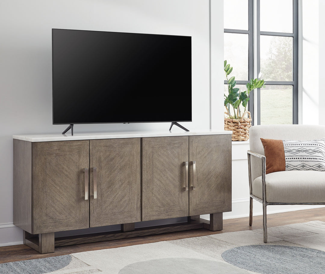 Loyaska - Grayish Brown / White - Extra Large TV Stand