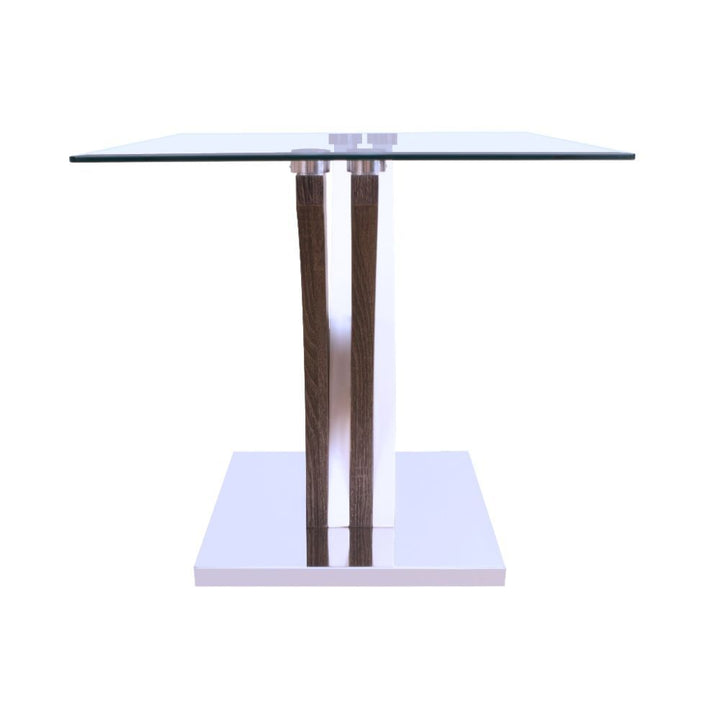 Forest - End Table - Clear Glass, White & Gray Oak