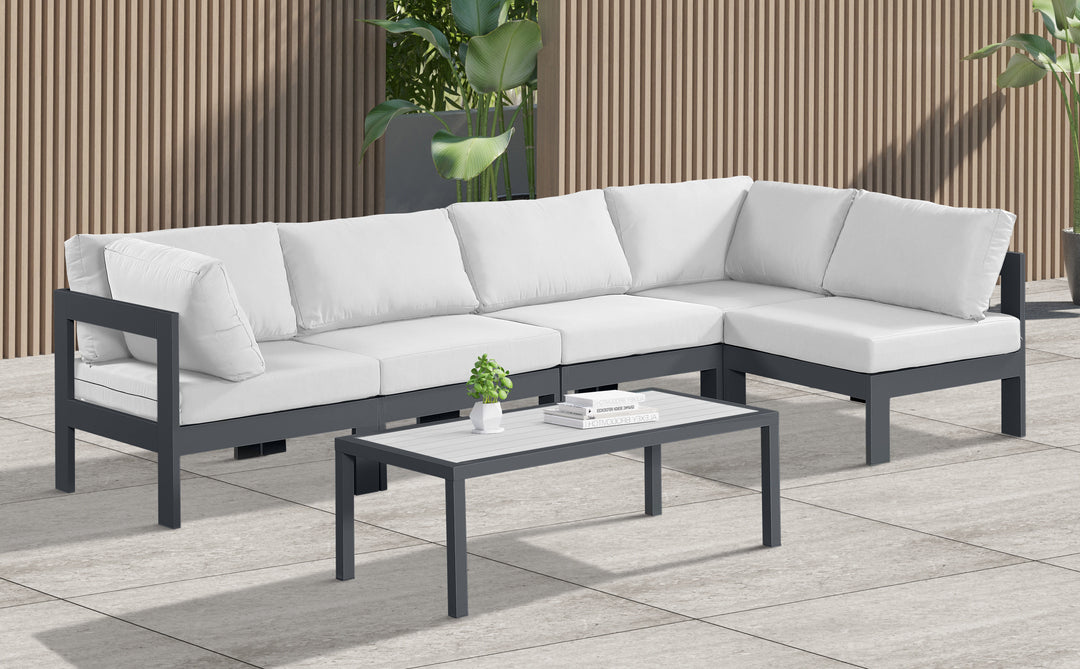 Nizuc - Outdoor Patio Modular Sectional 5 Piece - White - Modern & Contemporary