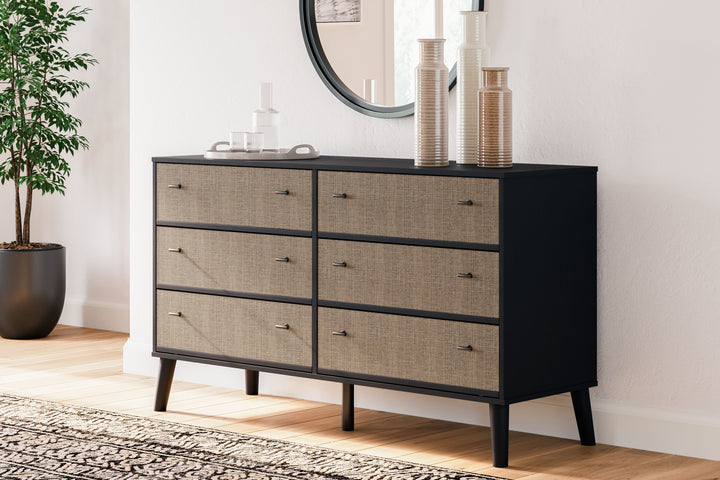 Charlang - Black / Gray - Six Drawer Dresser