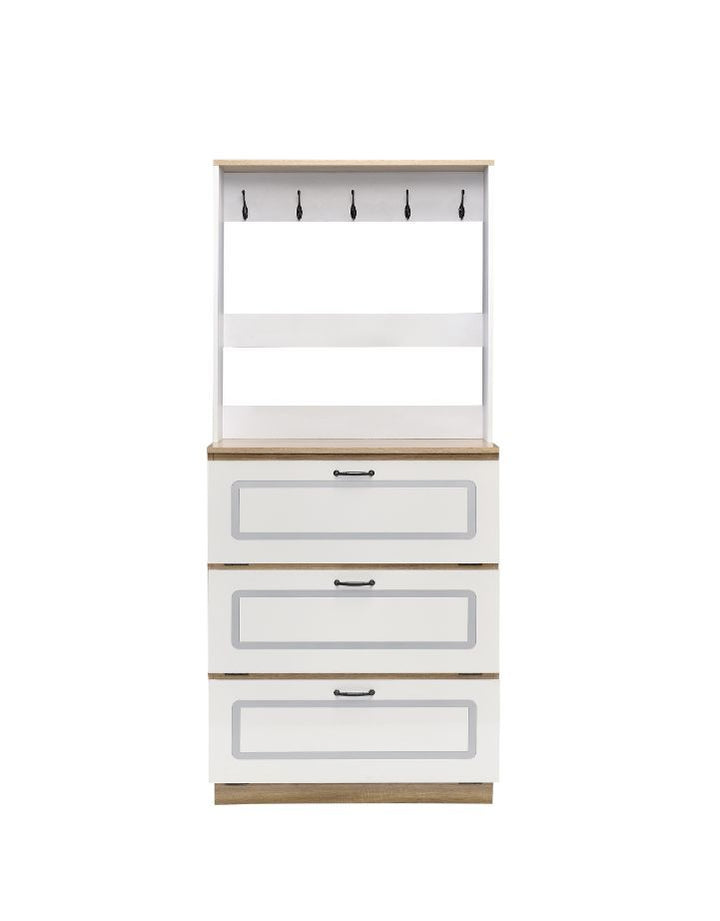 Hewett - Shoe Cabinet - Light Oak & White Finish