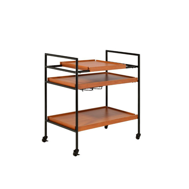 Oaken - Serving Cart - Honey Oak & Black