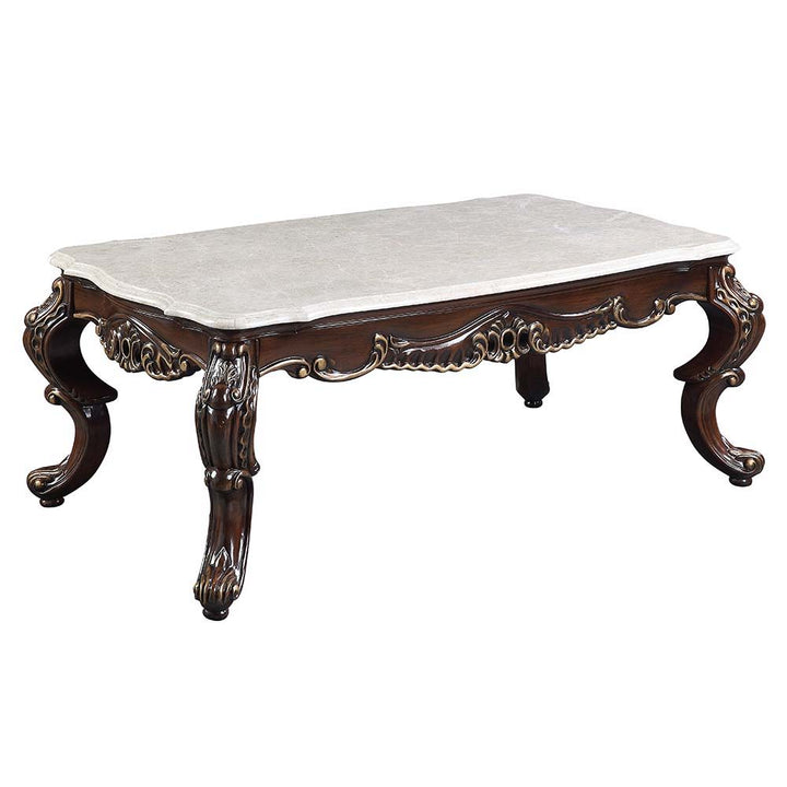 Benbek - Coffee Table - Marble & Antique Oak Finish