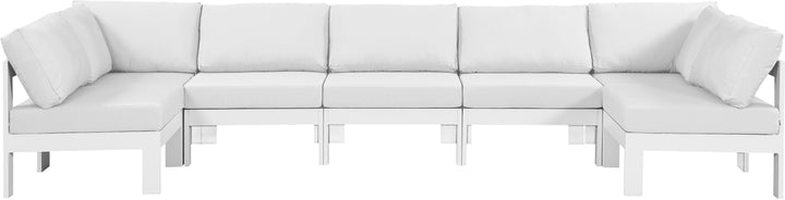 Nizuc - Outdoor Patio Modular Sectional 7 Piece - White - Fabric