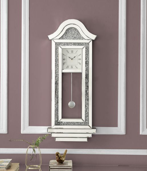 Noralie - Wall Clock - Mirrored & Faux Diamonds - 35"