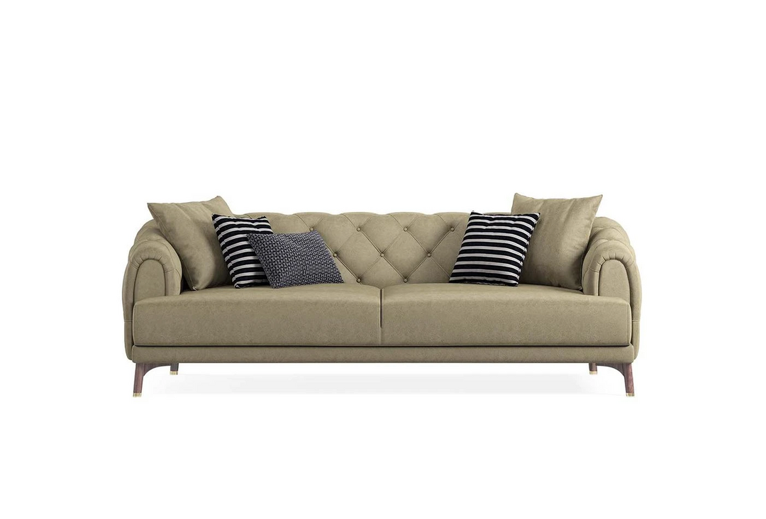 Beige Faux Leather Navona 3-Seater Sofa Bed