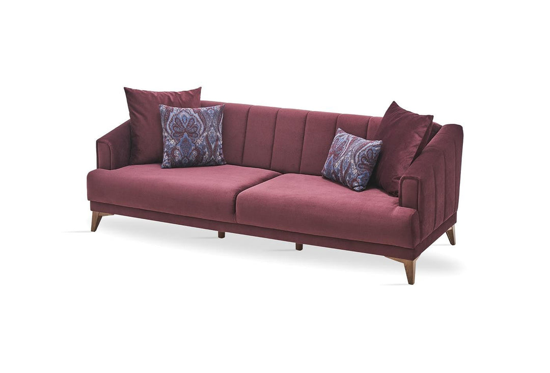 Purple Velvet Sona 3-Seater Sofa Bed