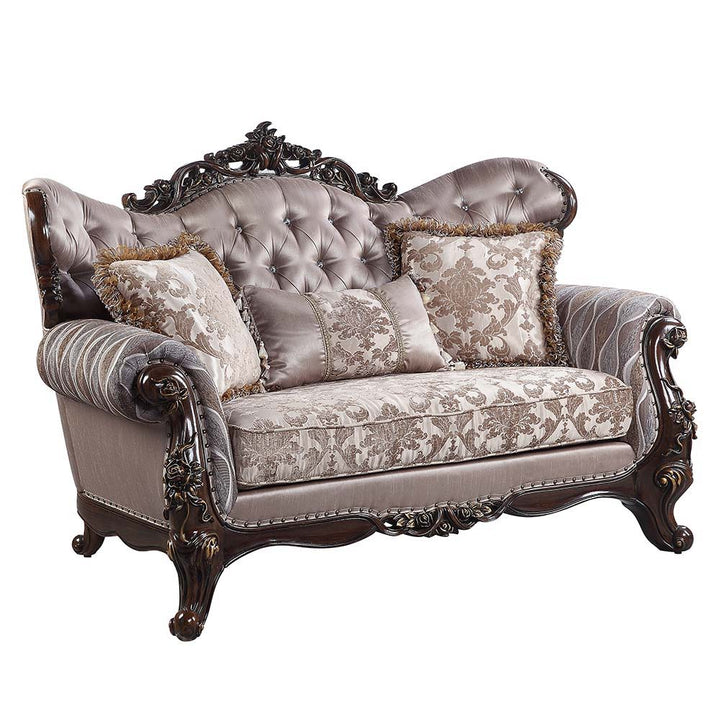 Benbek - Loveseat - Fabric & Antique Oak Finish