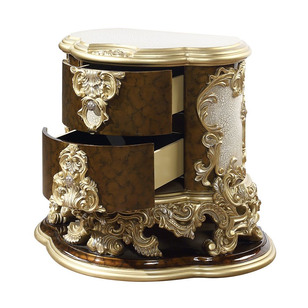 Desiderius - Nightstand - Antique Gold & Hand Painted Brown