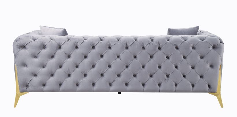 Jelanea - Sofa - Gray Velvet & Gold Finish - 30"