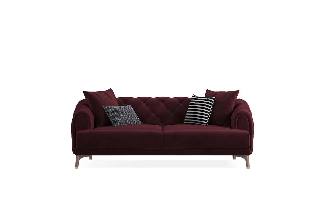 Burgundy Velvet Navona 2.5-Seater Sofa