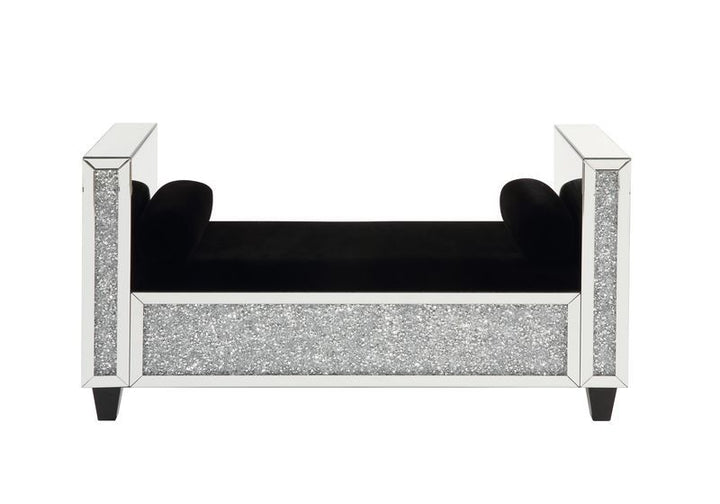 Noralie - Bench - Mirrored & Faux Diamonds - 28"