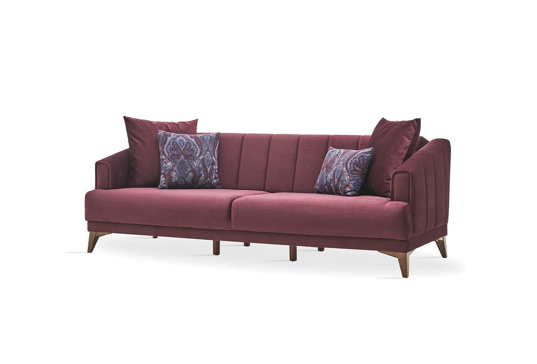 Purple Velvet Sona 3-Seater Sofa Bed