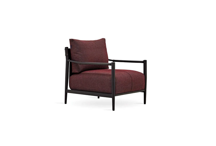 Linz Metal Armchair, Linen (Burgundy)