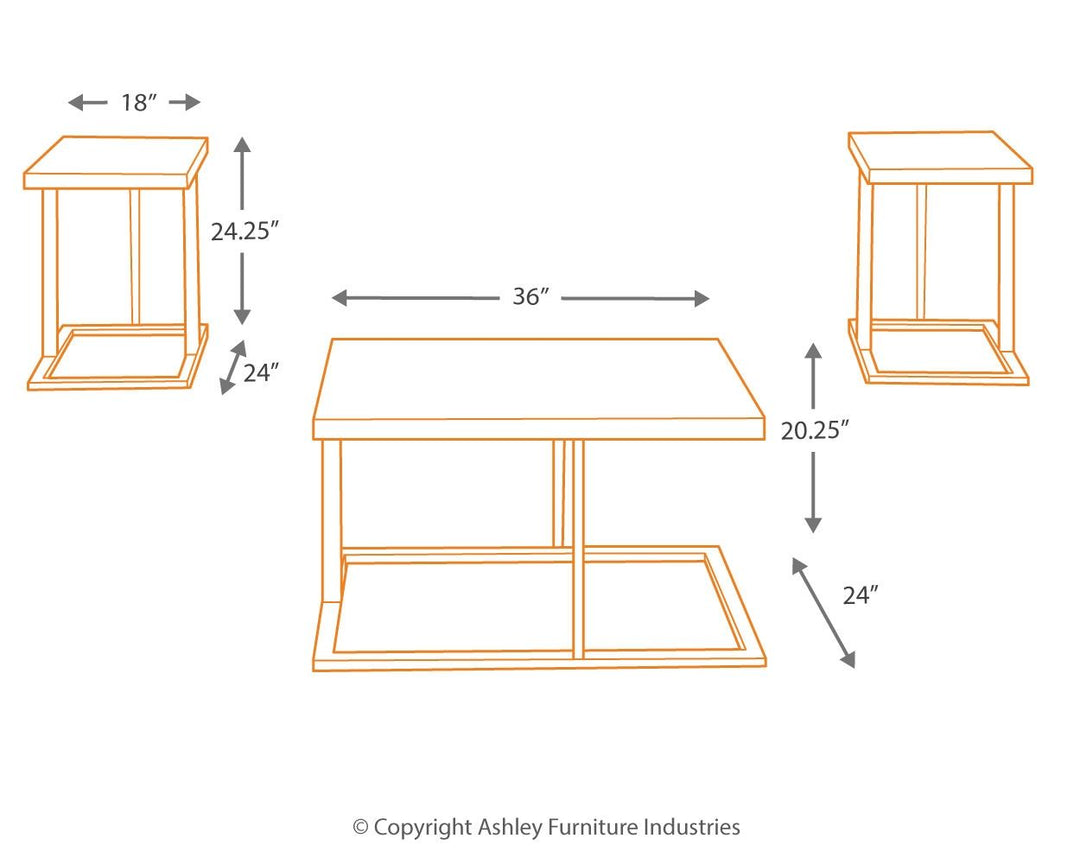 Airdon - Bronze Finish - Occasional Table Set (Set of 3)
