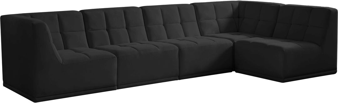 Relax - Modular Sectional 5 Piece - Black - Fabric