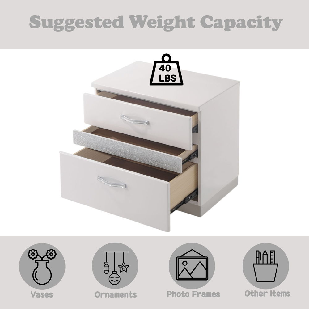 Naima II - Nightstand - White High Gloss