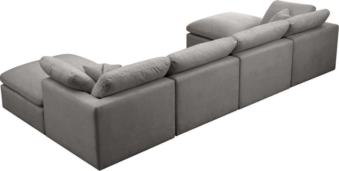 Plush - Velvet Standart Comfort Modular Sectional 6 Piece - Grey - Fabric