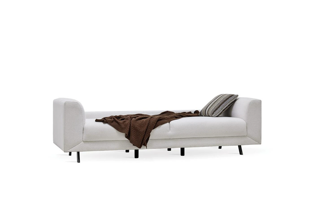 White Boucle Basel 3-Seater Sofa Bed