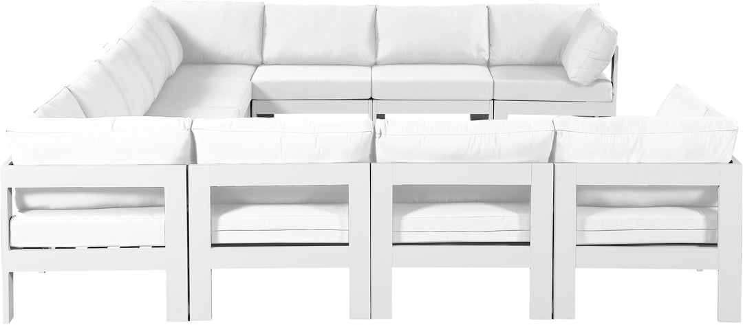 Nizuc - Outdoor Patio Modular Sectional 11 Piece - White - Fabric