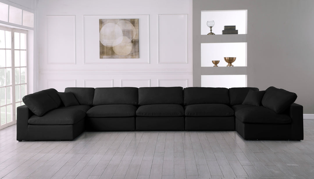 Plush - Velvet Standart Comfort Modular Sectional 6 Piece - Black