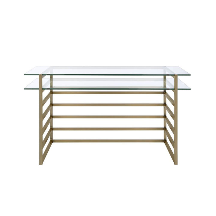 Shona - Desk - Antique Gold & Clear Glass