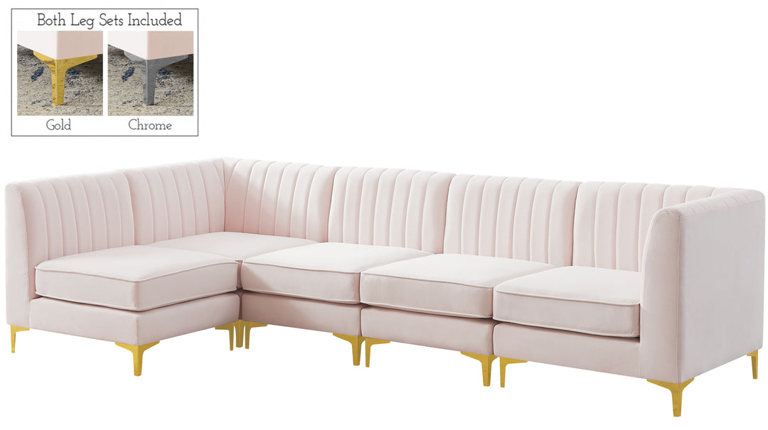 Alina - Modular Sectional 5 Piece - Pink - Fabric