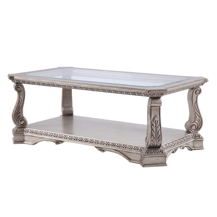 Northville - Coffee Table - Antique Silver & Clear Glass